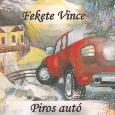Piros autó lábnyomai a hóban