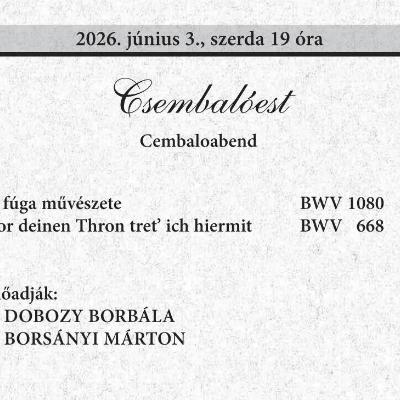 Csembalóest a 37. Budapesti Bach-héten