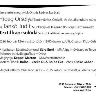 Textil kapcsolódás – kiállításmegnyitó